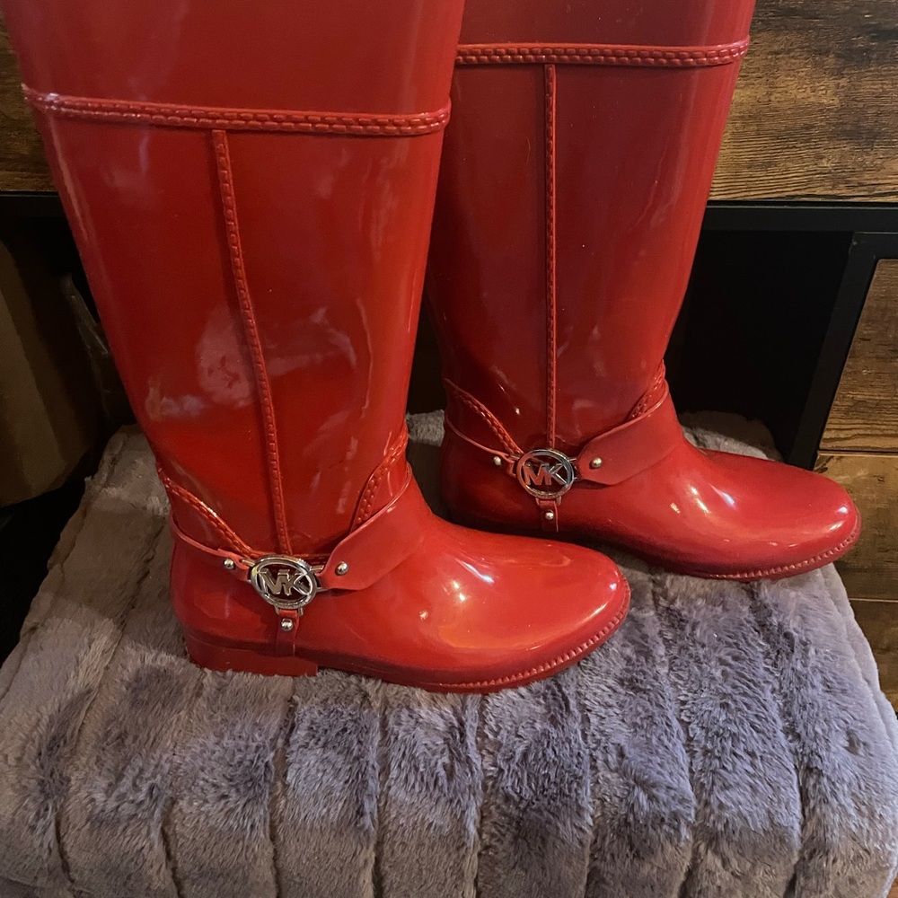 Michael Kor red rain boots! Very cute with jeans!